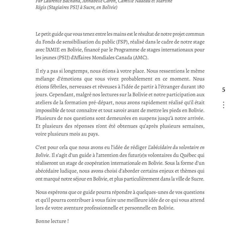 ABCdaire du volontaire en Bolivie.-05